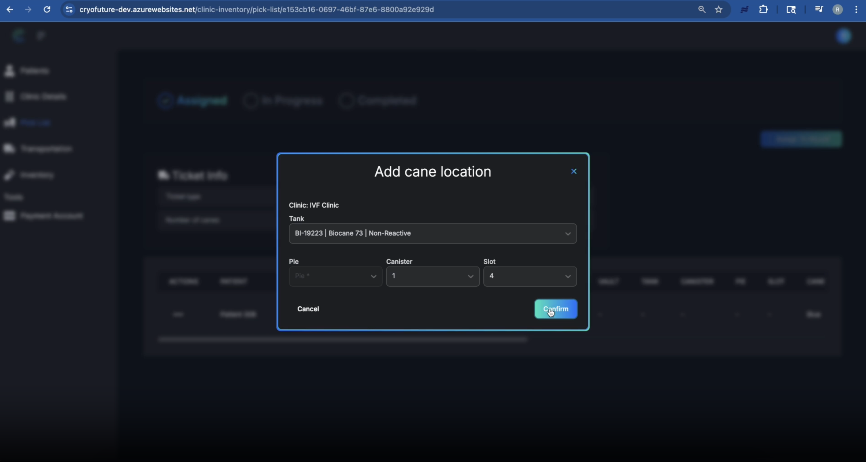 Filled Location Form